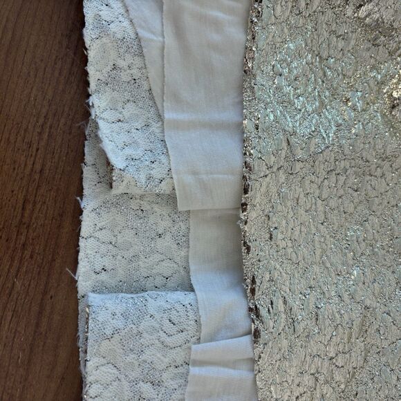 Free People Lace Gold Metallic Foil Ombre Dress Ivory Womens Medium - Picture 9 of 10